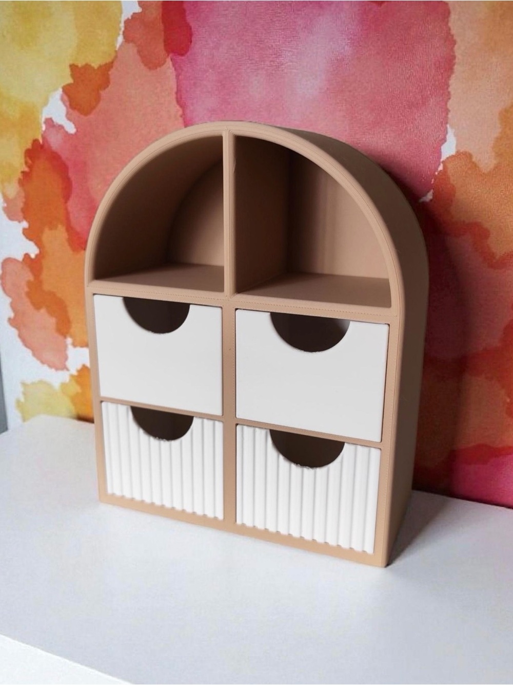 Beige and White 6-Compartment jewelry Organizer